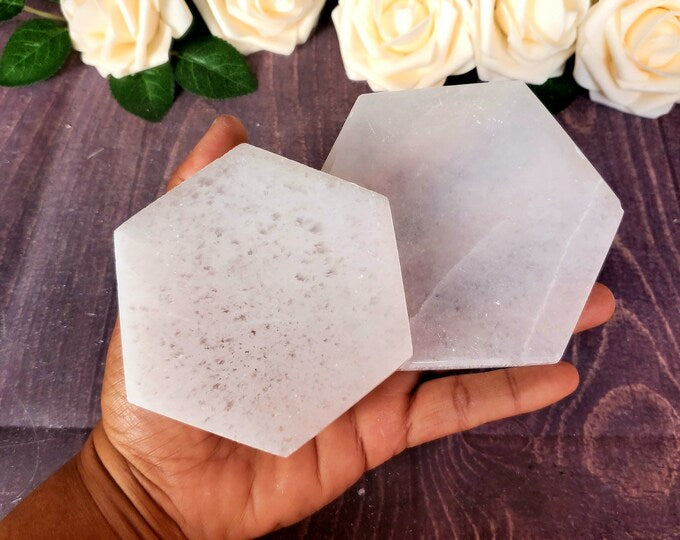 Hexagonal Selenite Clearing + Charging Plates